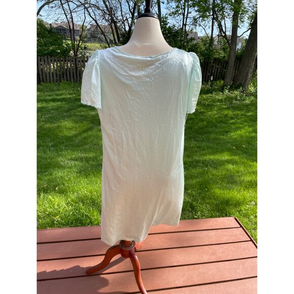 Vintage Vanity Fair Light Blue 2 Pc Peignoir Set Lace Trim Flutter Sleeves Sz L - Picture 9 of 11